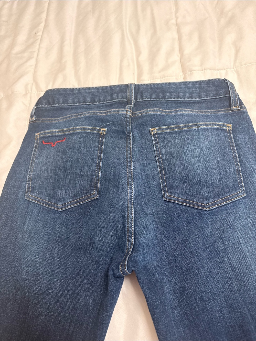 Kimes Women's Blue Denim Jeans with Subtle Red Detail